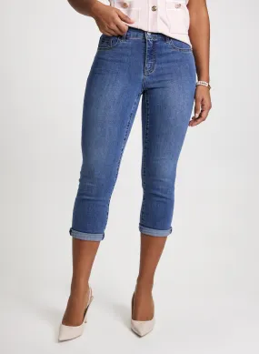 Rolled-Cuff Denim Capris