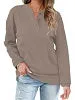 Rosvigor Sweatshirts for Women Henley Shirts Casual Long Sleeve Ribbed Tunic Button Up Tops