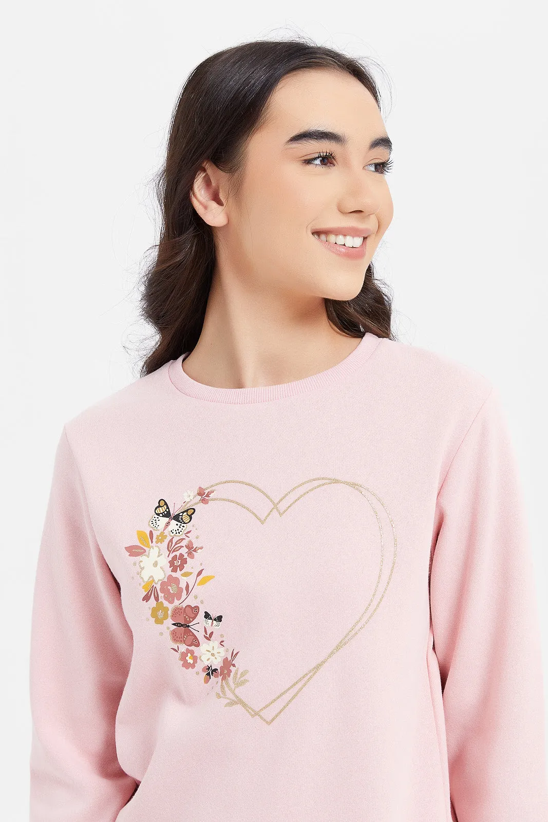 Senior Girls Pink Embellished Sweatshirts