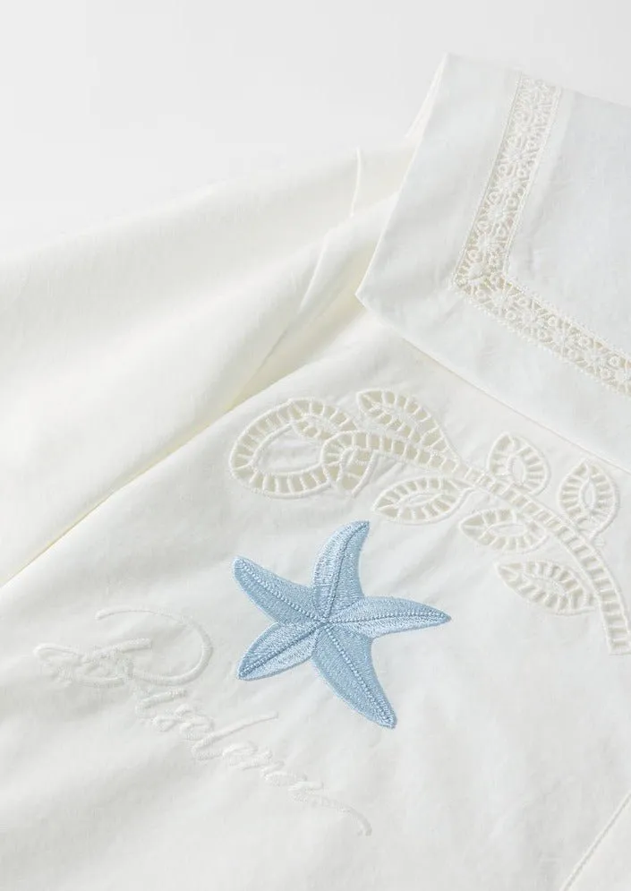 SHORT SLEEVE EMBROIDERY TOPS