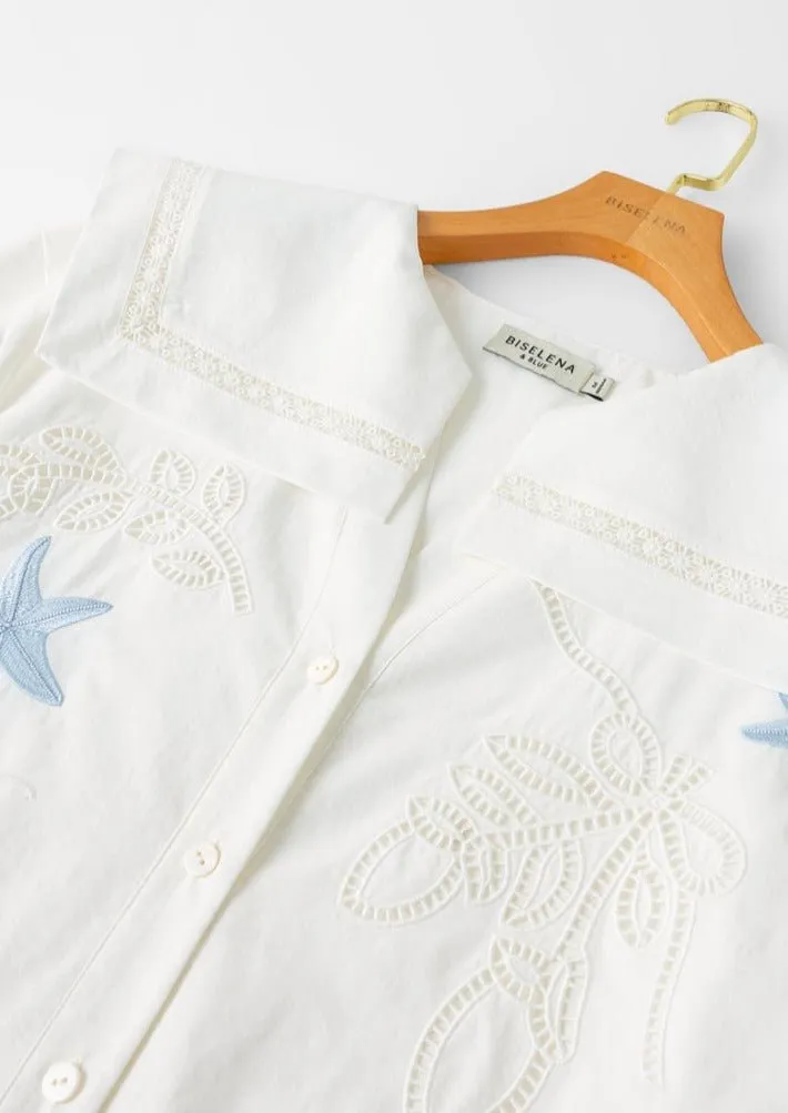 SHORT SLEEVE EMBROIDERY TOPS