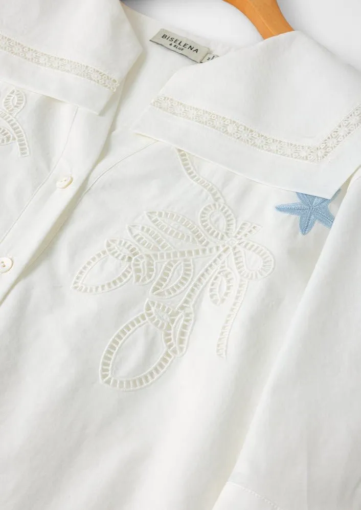 SHORT SLEEVE EMBROIDERY TOPS