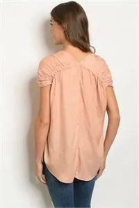 Silky Pleated Cap Sleeve Top