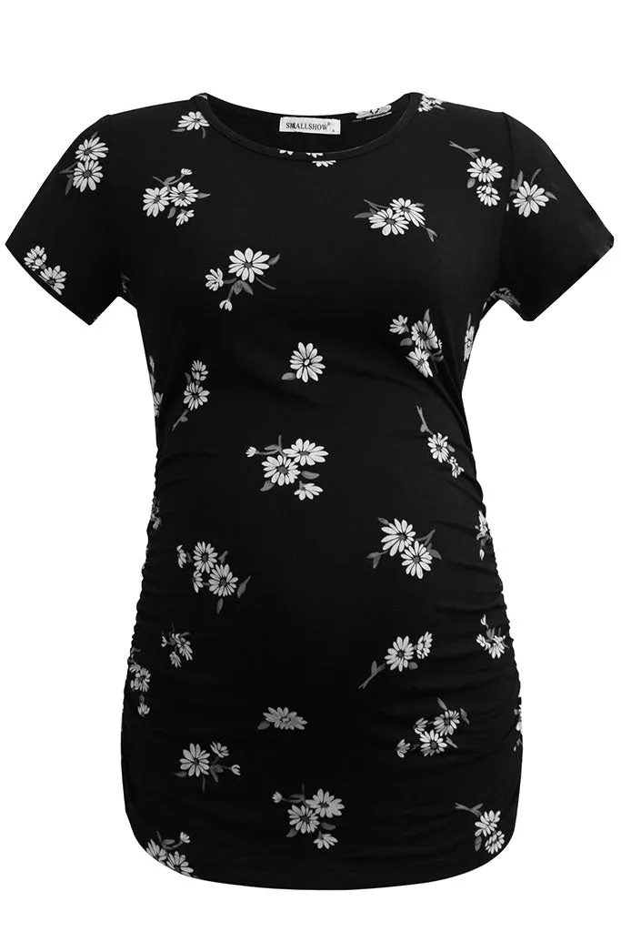 Smallshow Comfy Side Ruched Floral Maternity Tops