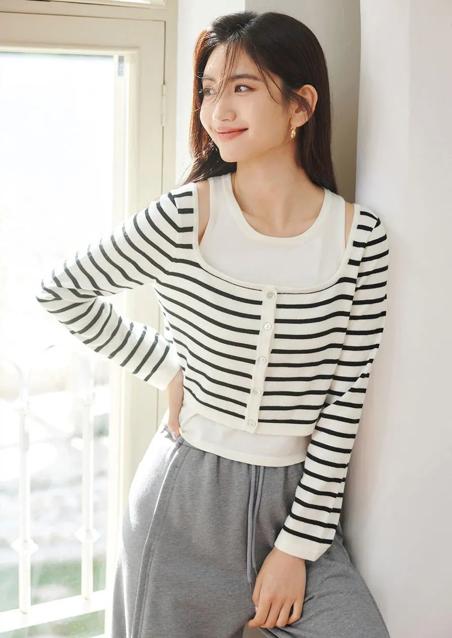 STRIPED KNIT TWO-PIECE SET