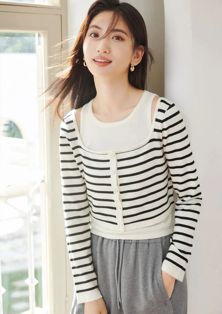 STRIPED KNIT TWO-PIECE SET