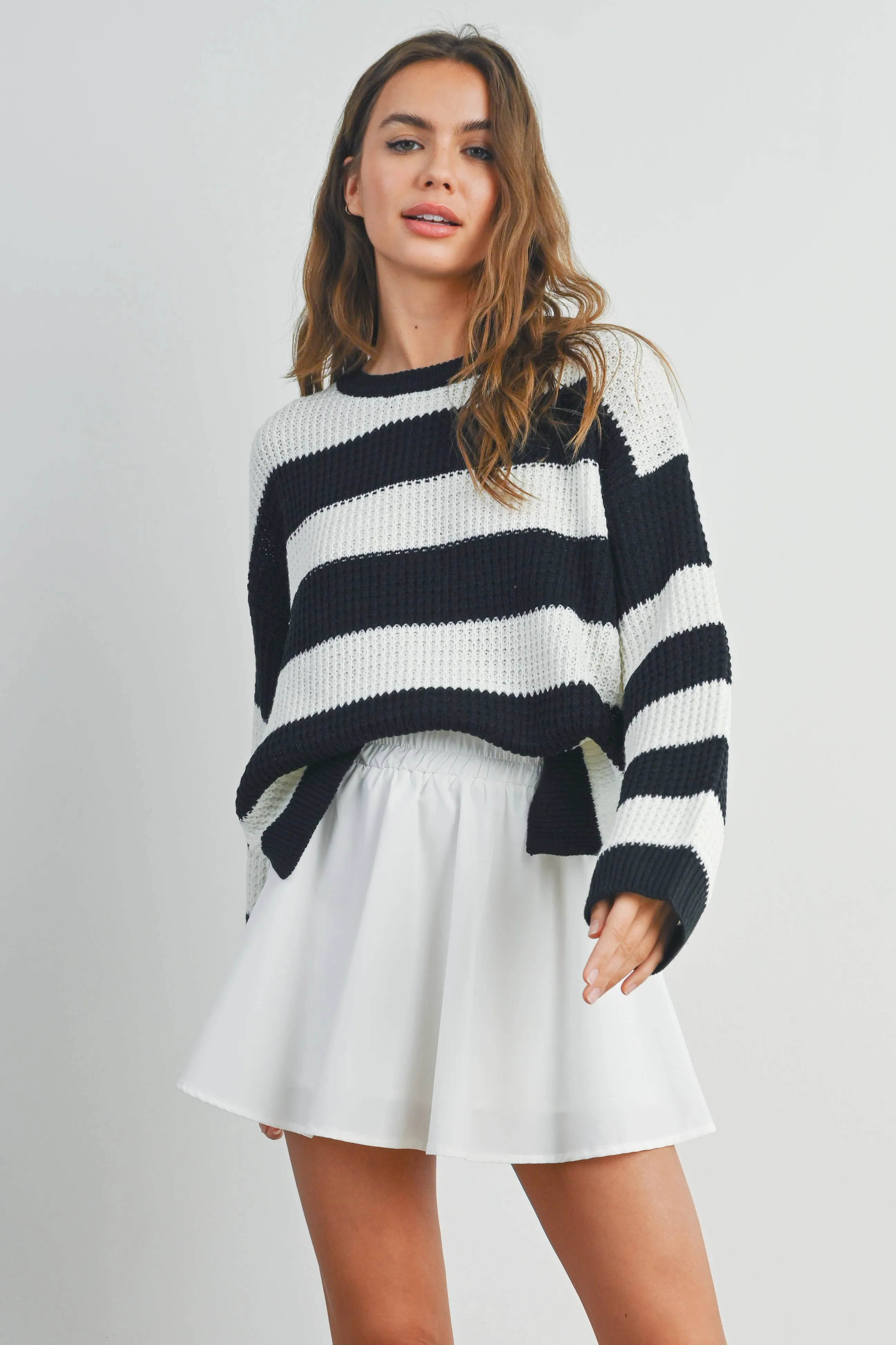 Striped Round Neck Long Sleave Sweater