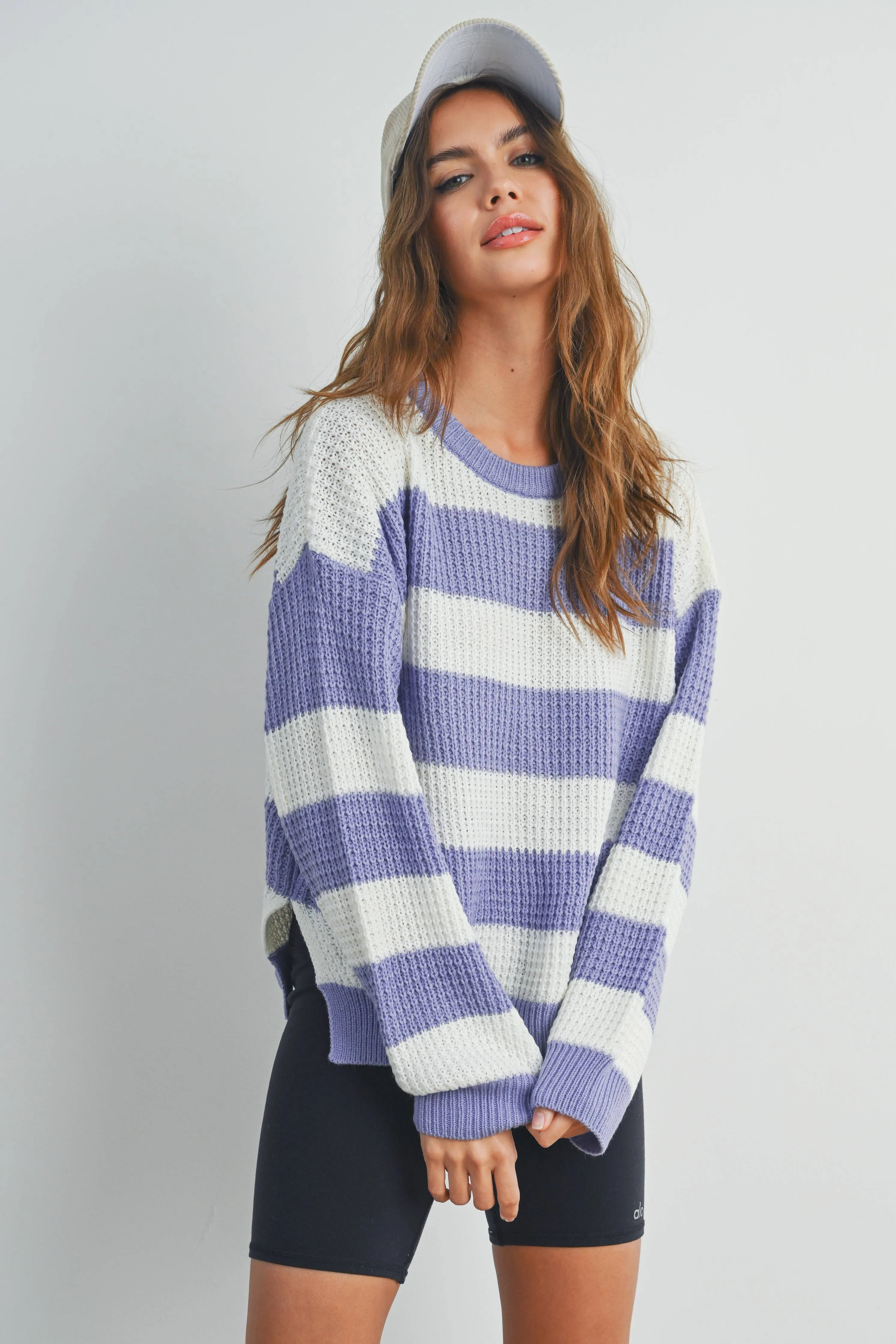 Striped Round Neck Long Sleave Sweater