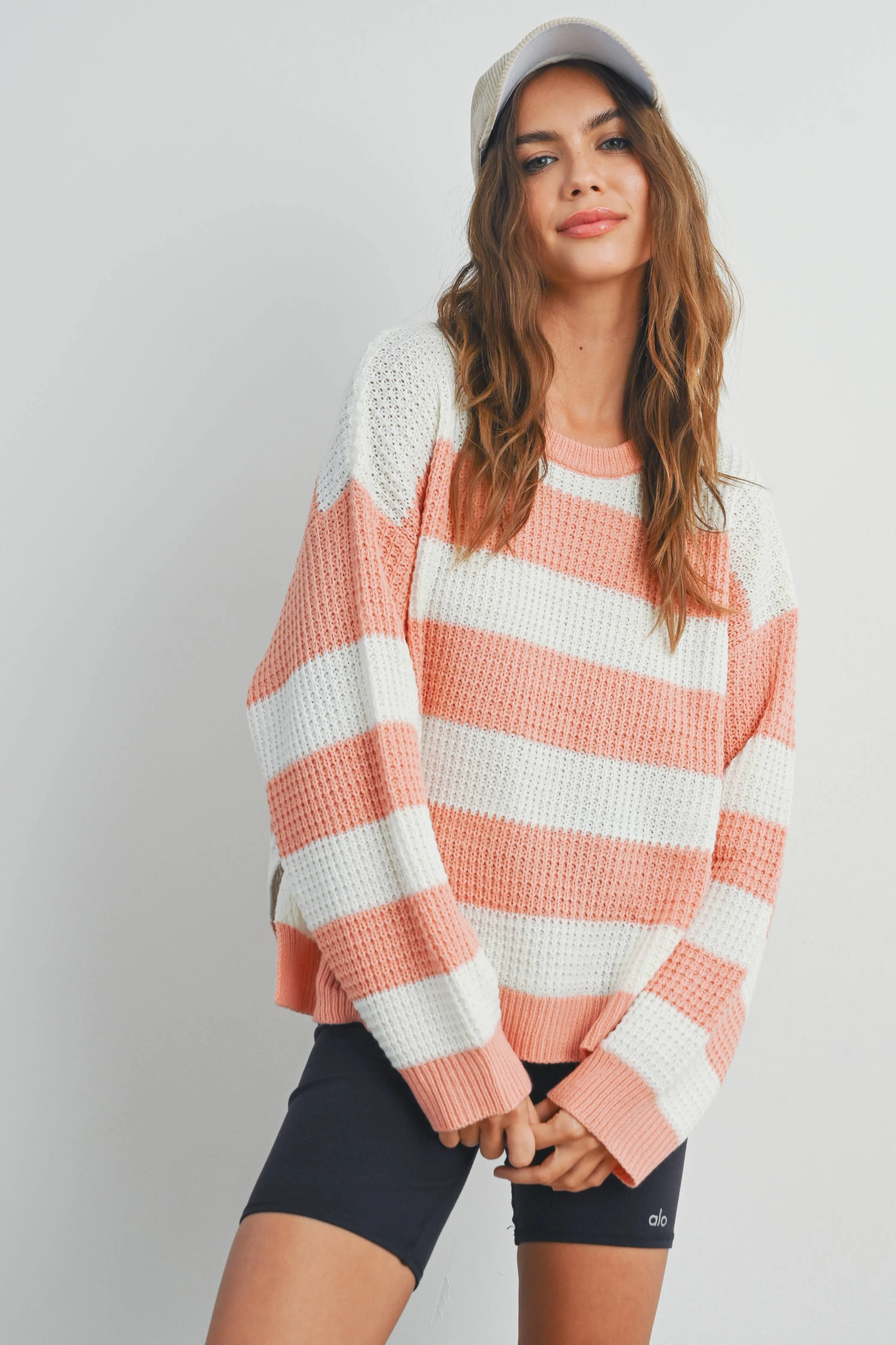 Striped Round Neck Long Sleave Sweater