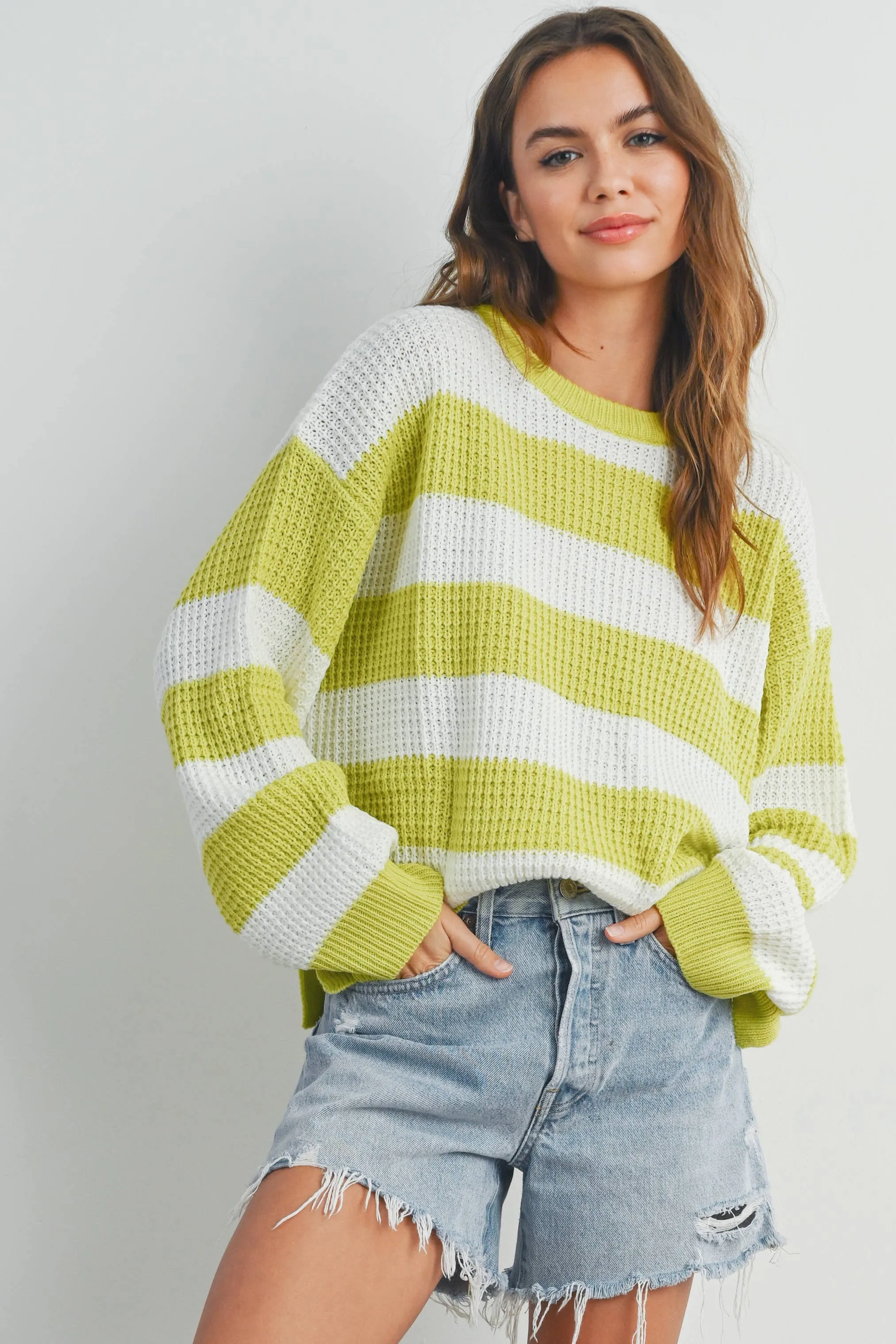 Striped Round Neck Long Sleave Sweater