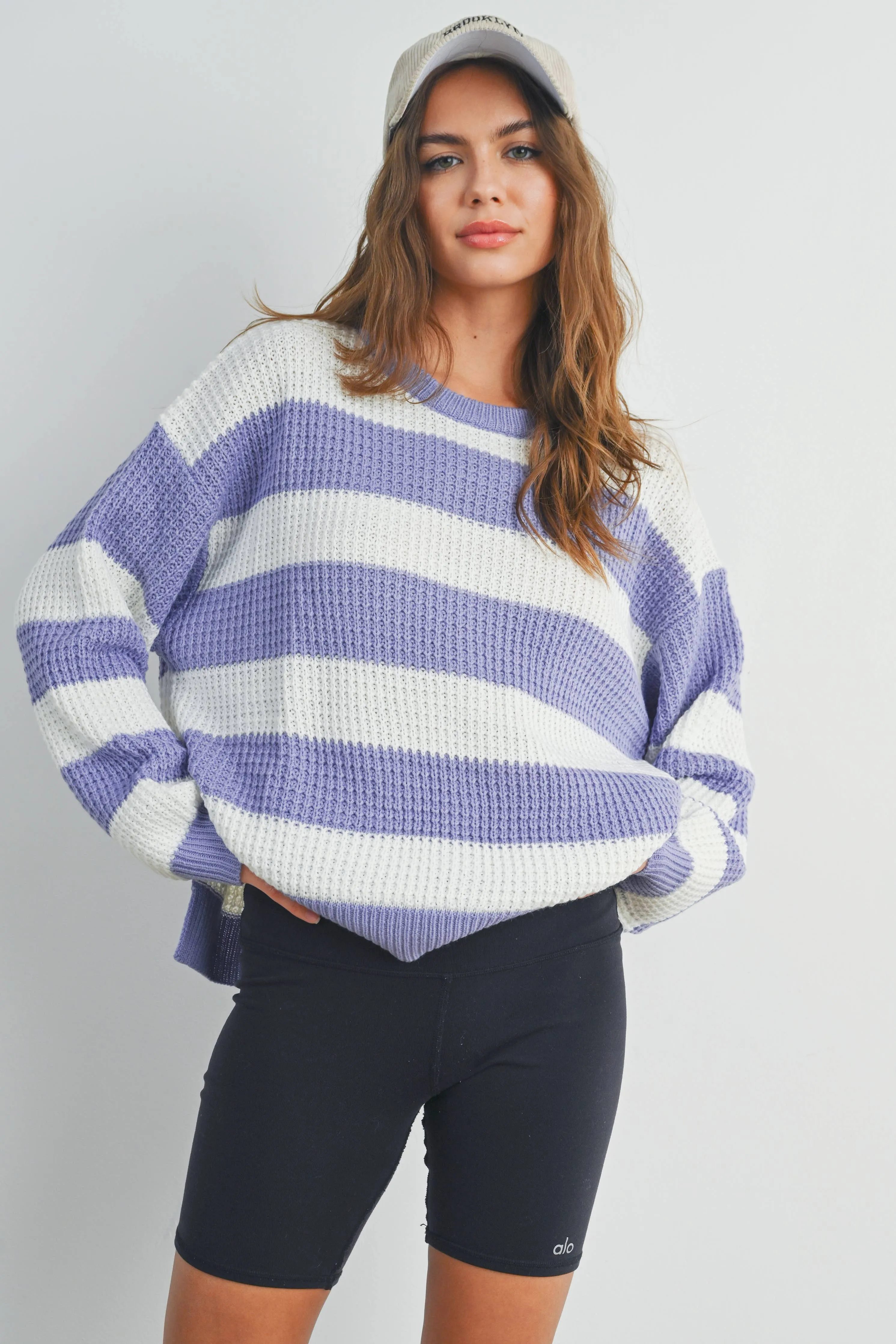 Striped Round Neck Long Sleave Sweater