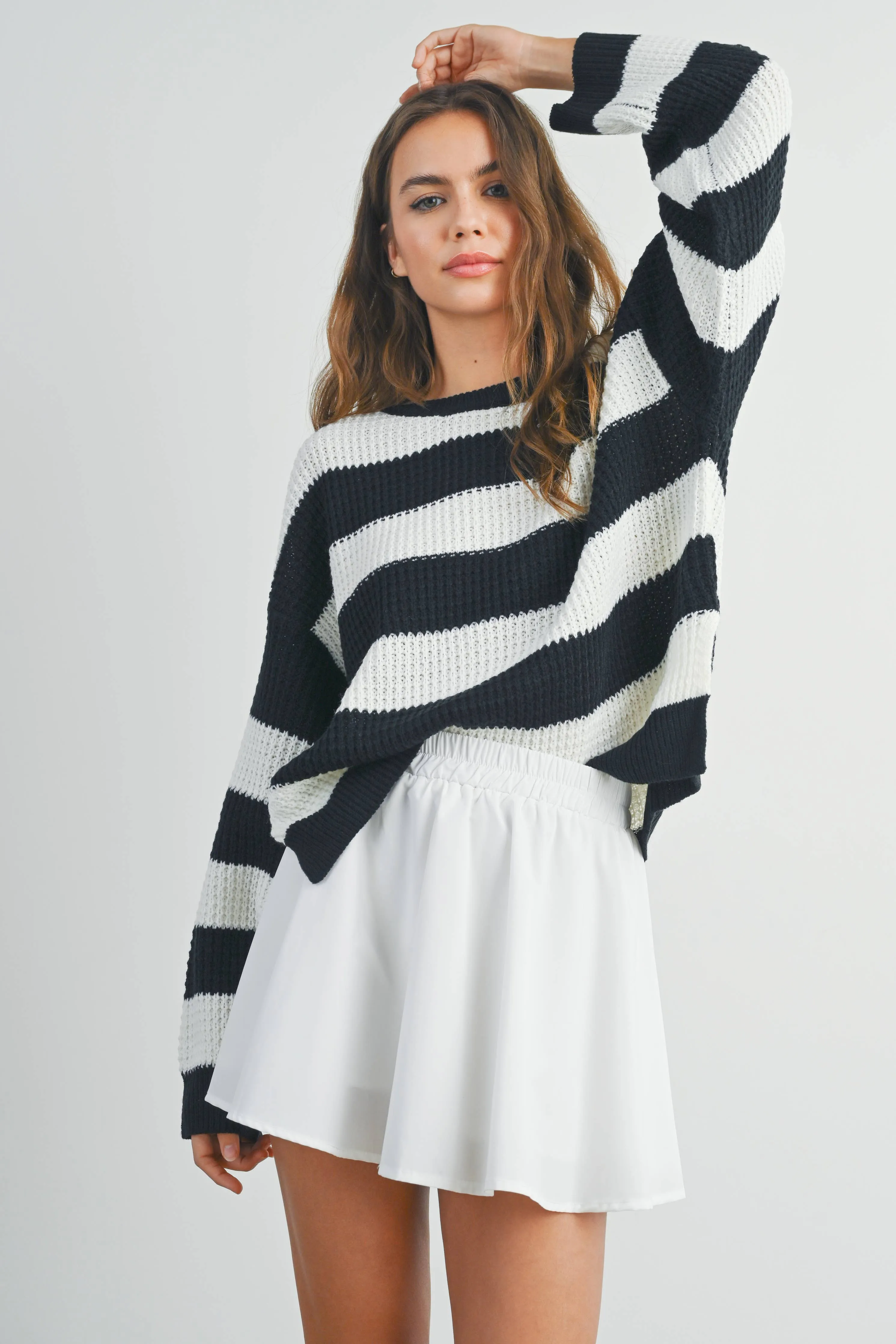 Striped Round Neck Long Sleave Sweater