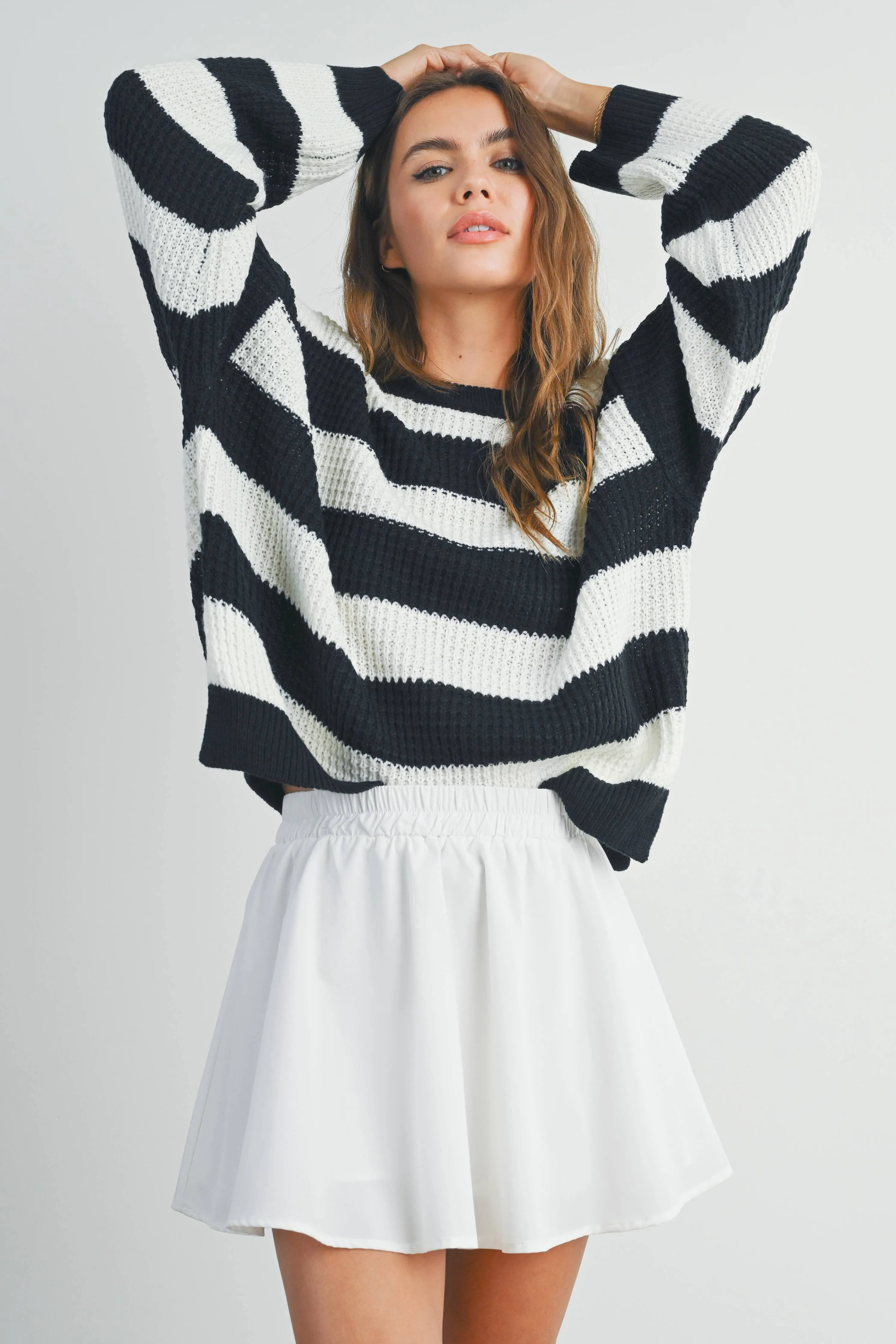 Striped Round Neck Long Sleave Sweater