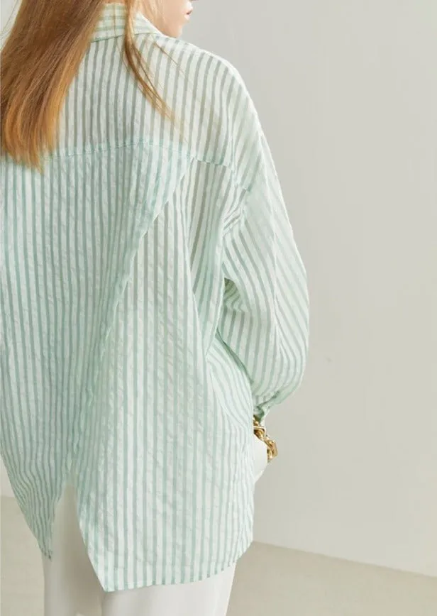 STRIPED TEXTURED LOOSE CASUAL SHIRT