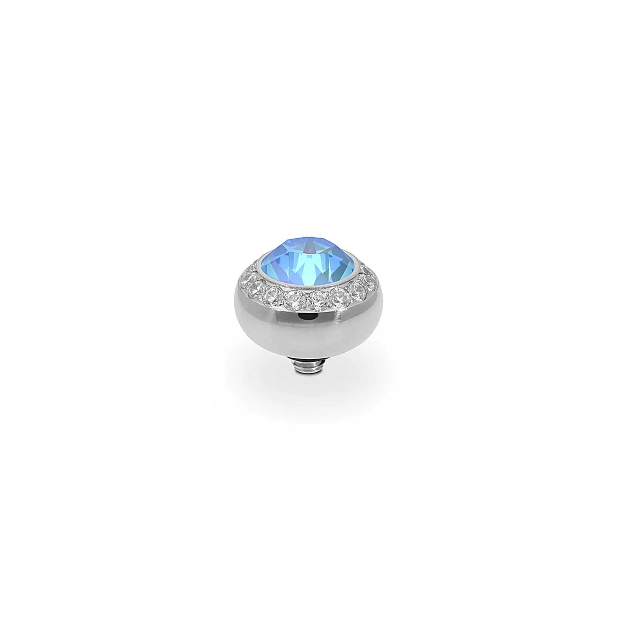 Tondo Deluxe Silver and Ocean Delite Crystal Ring Gem Top, 10mm