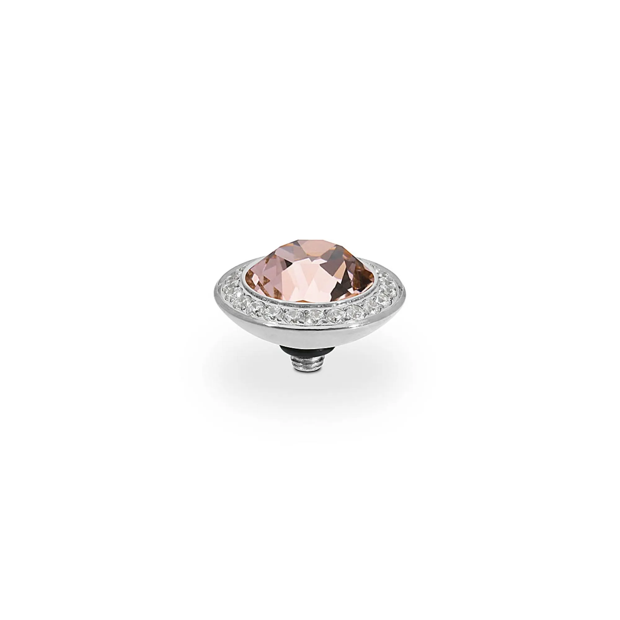 Tondo Deluxe Silver and Vintage Rose Crystal Ring Gem Top, 13mm