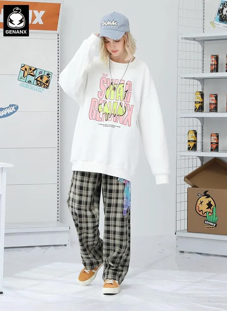 Trendy Funny Letter Print Drop-Shoulder Sleeve Sweatshirt