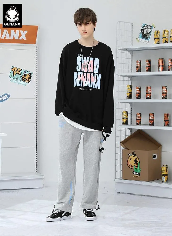 Trendy Funny Letter Print Drop-Shoulder Sleeve Sweatshirt