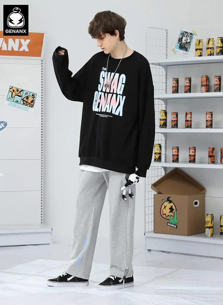 Trendy Funny Letter Print Drop-Shoulder Sleeve Sweatshirt