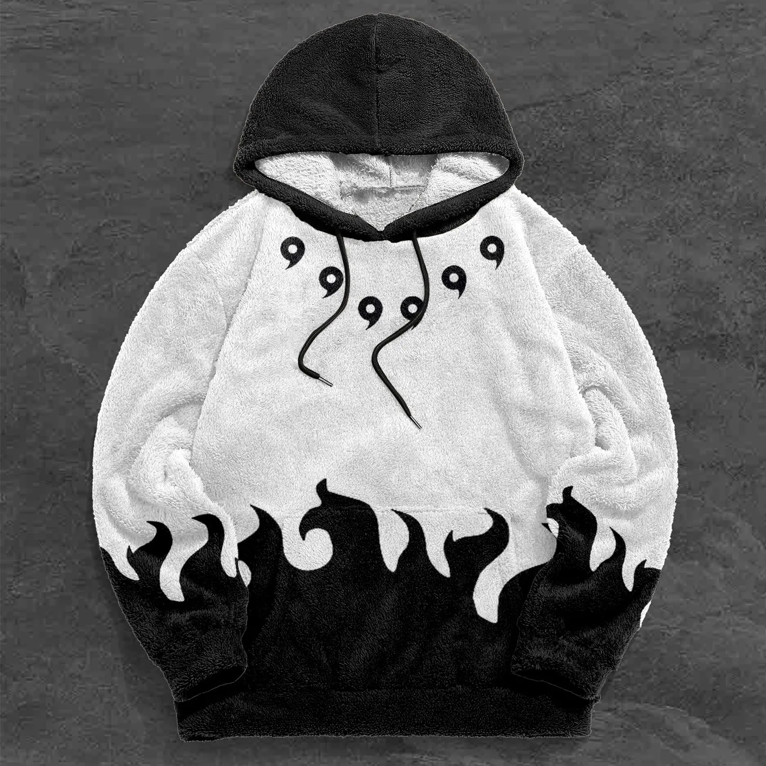 Trendy pattern street color contrast plush hoodies