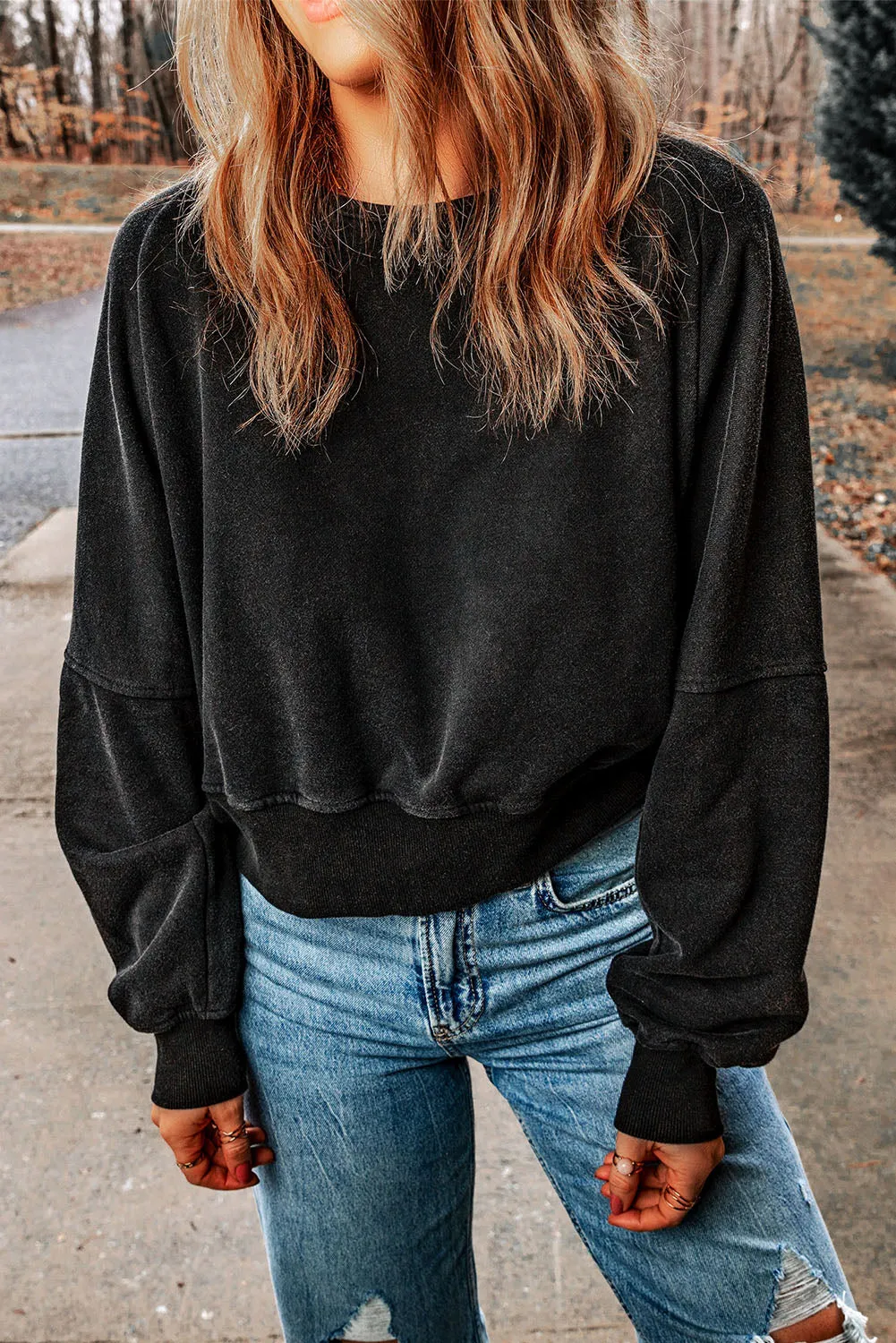 V-shape Open Back Sweatshirt