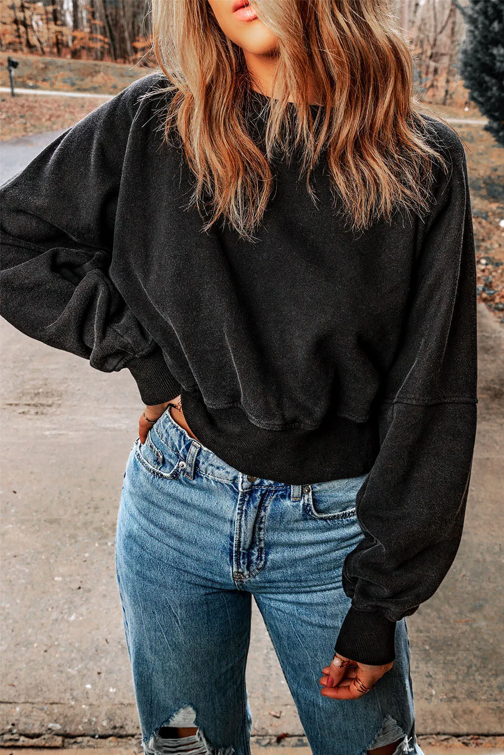 V-shape Open Back Sweatshirt