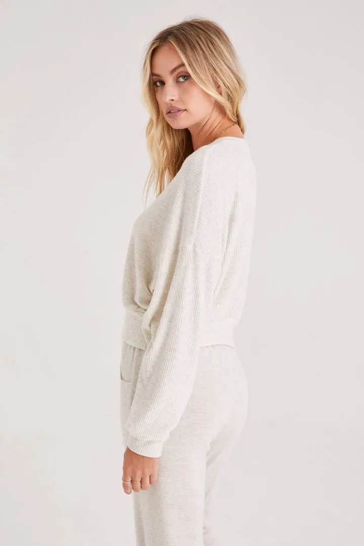 Verona Oatmeal Cozy V-Neck Top