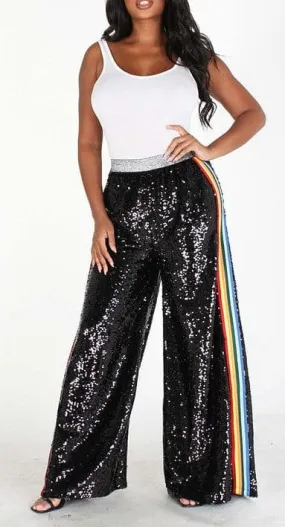 Wide Leg Sequins Pants