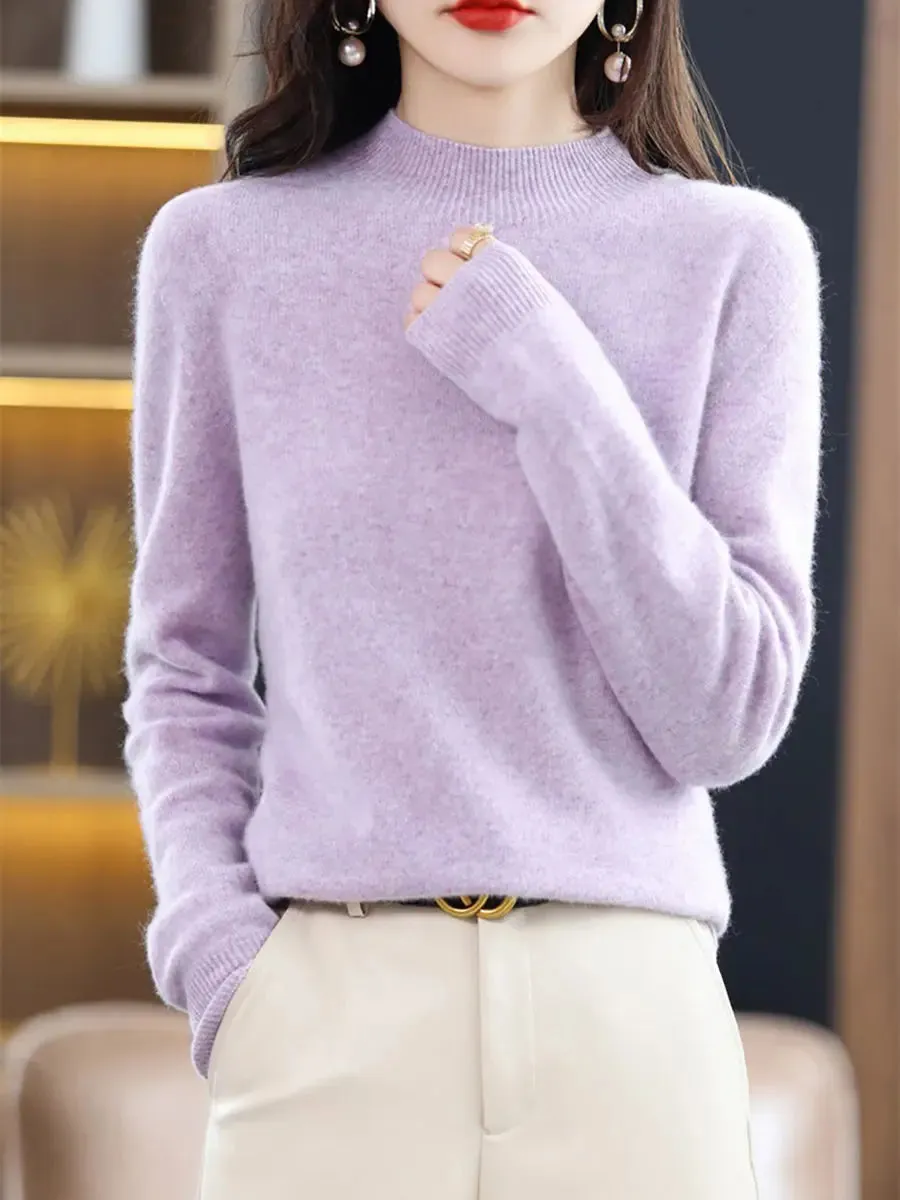 Women Solid Wool Warm Sweater