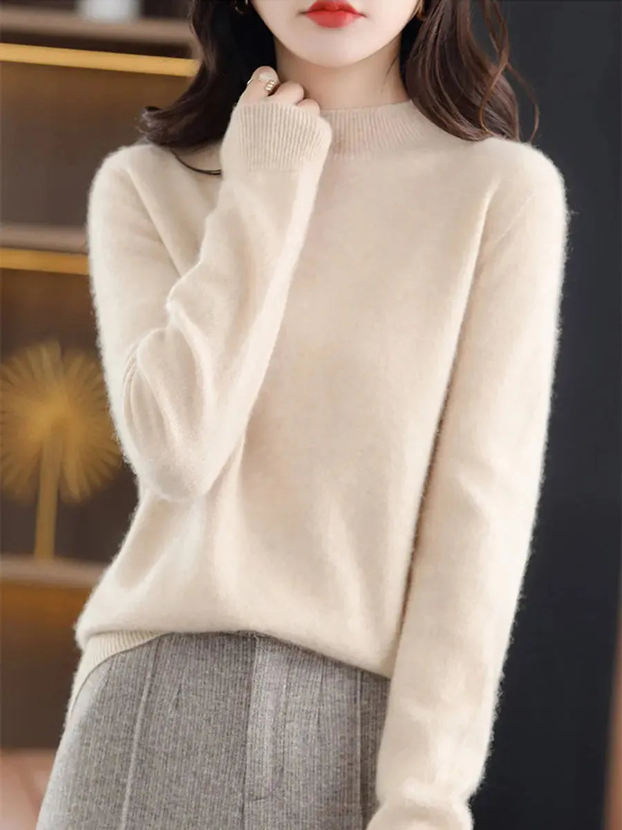 Women Solid Wool Warm Sweater