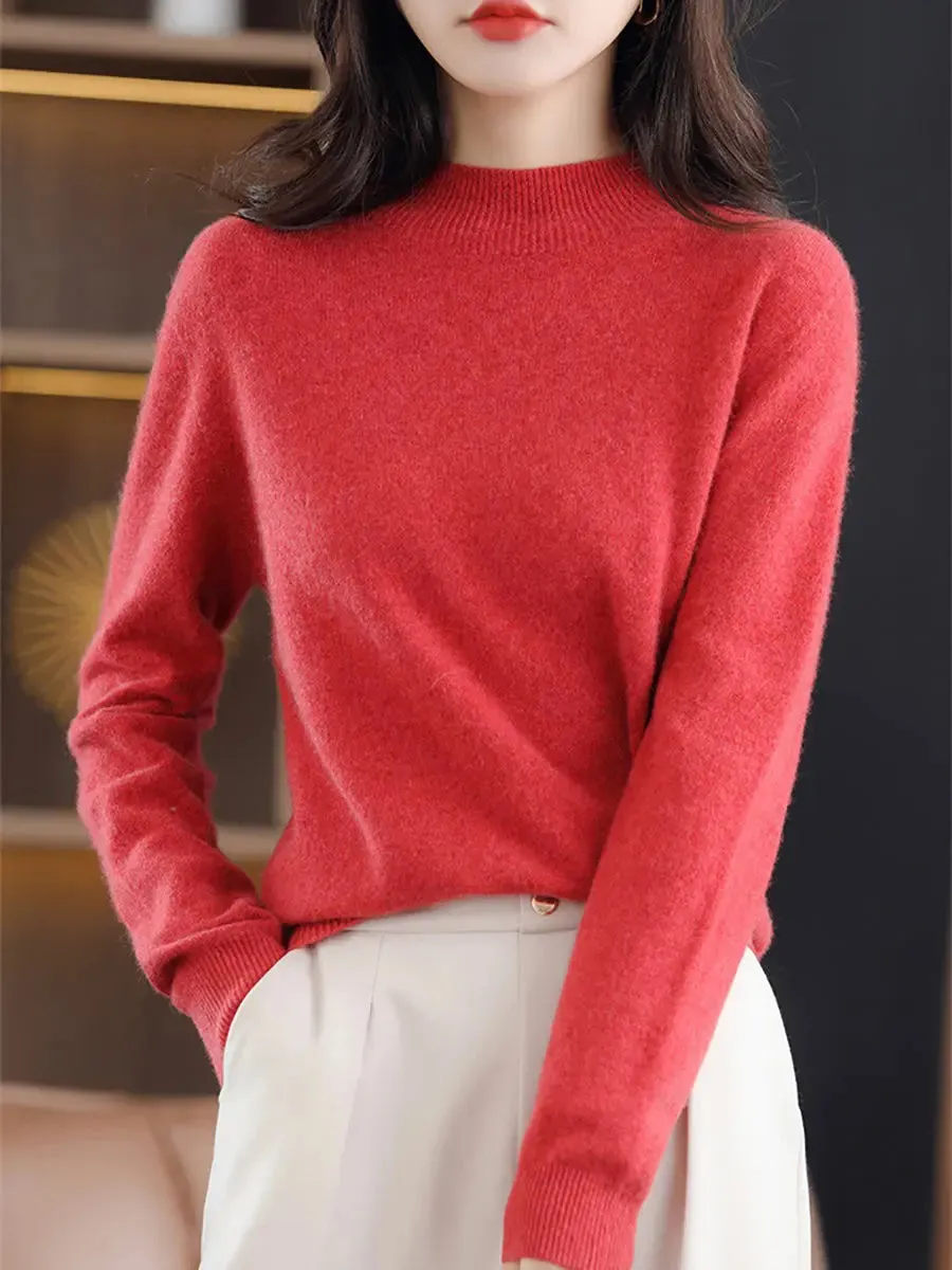 Women Solid Wool Warm Sweater