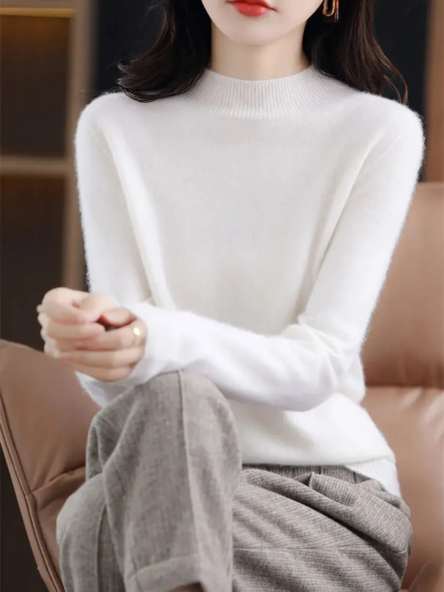 Women Solid Wool Warm Sweater