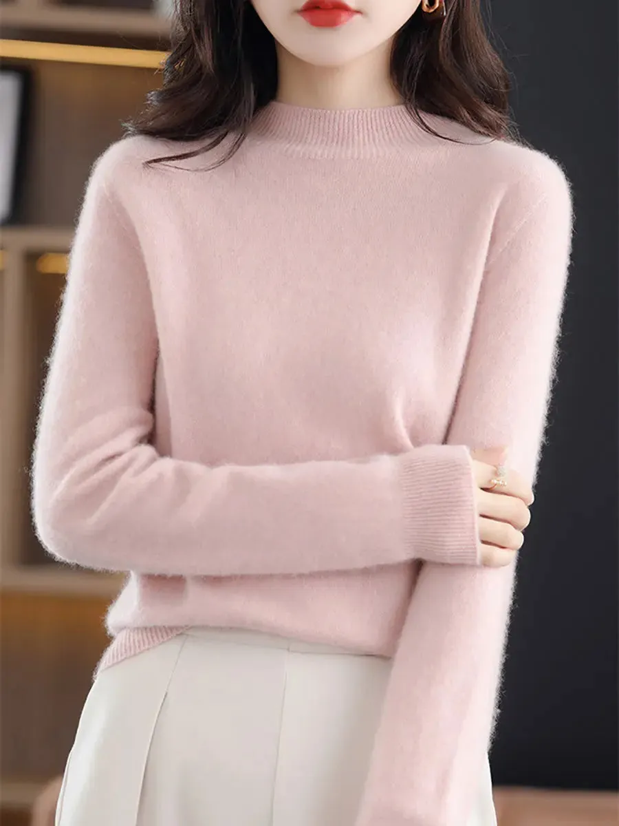 Women Solid Wool Warm Sweater