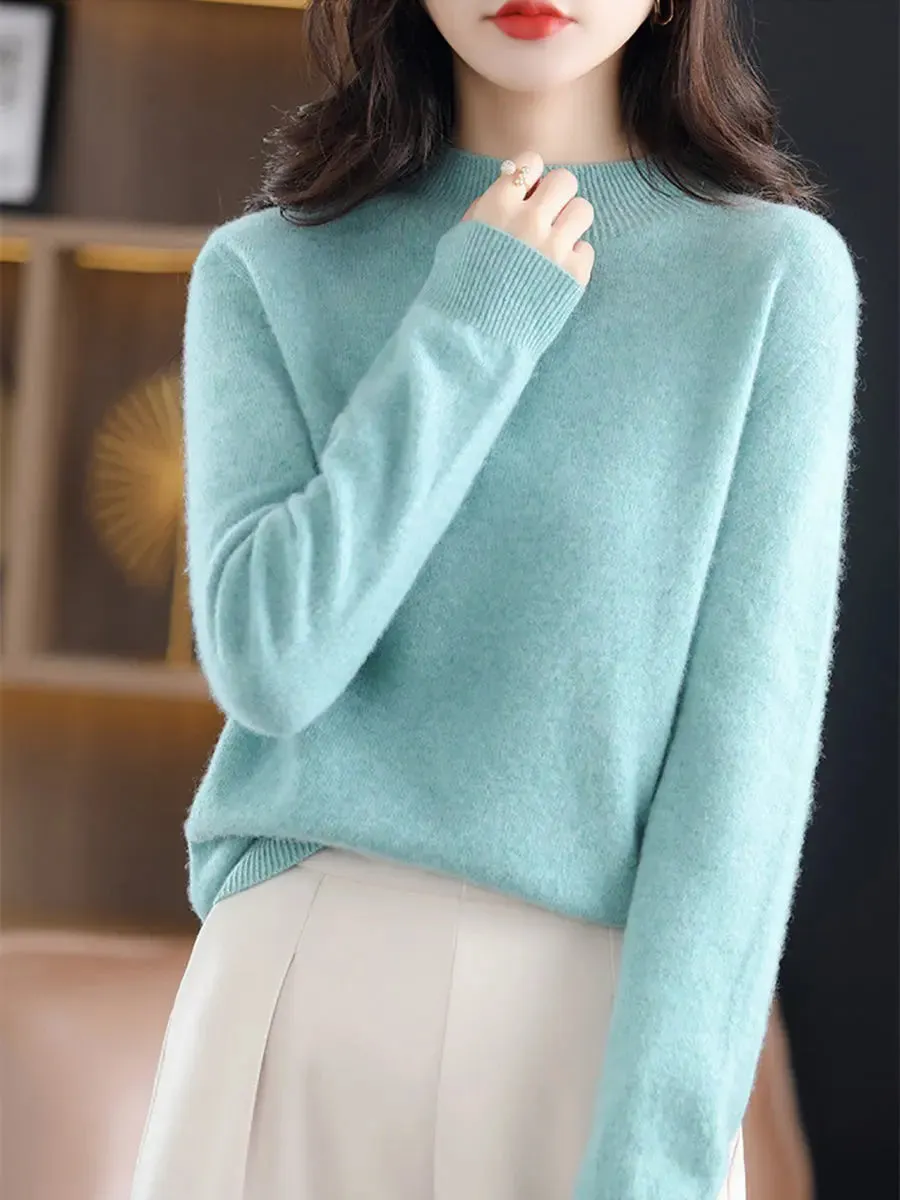 Women Solid Wool Warm Sweater