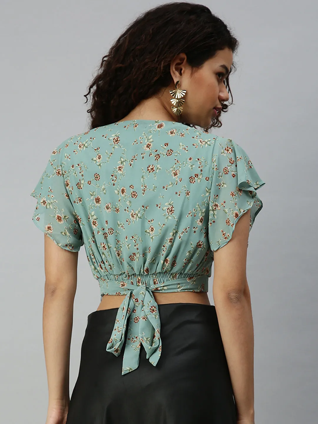 Women's Green Floral Tops