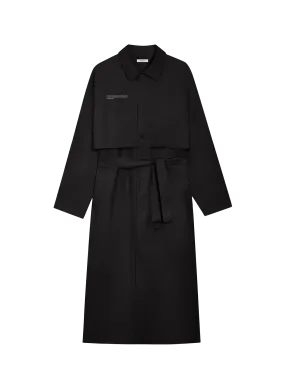 Womens Organic Cotton Trench Coat—black