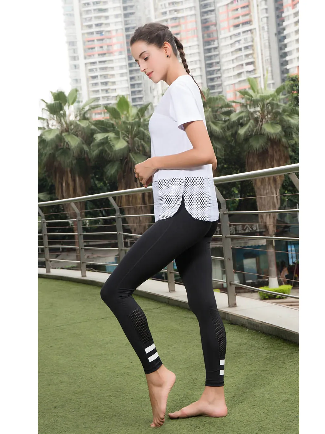 Workout Tops Short Sleeve Mesh Side Split Casual Loose Tank Tops