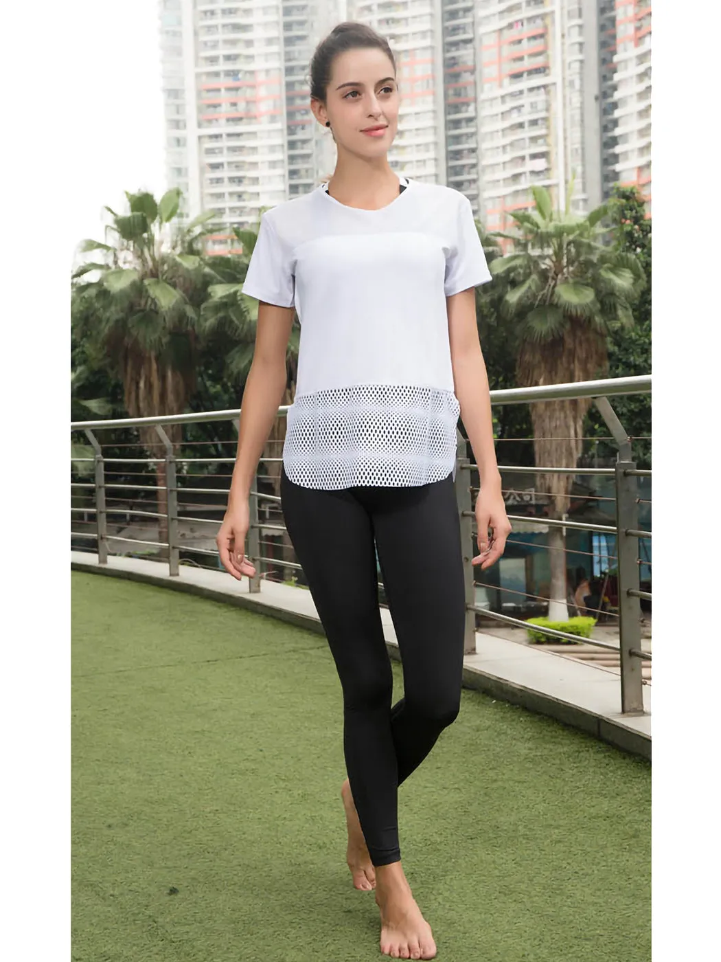 Workout Tops Short Sleeve Mesh Side Split Casual Loose Tank Tops