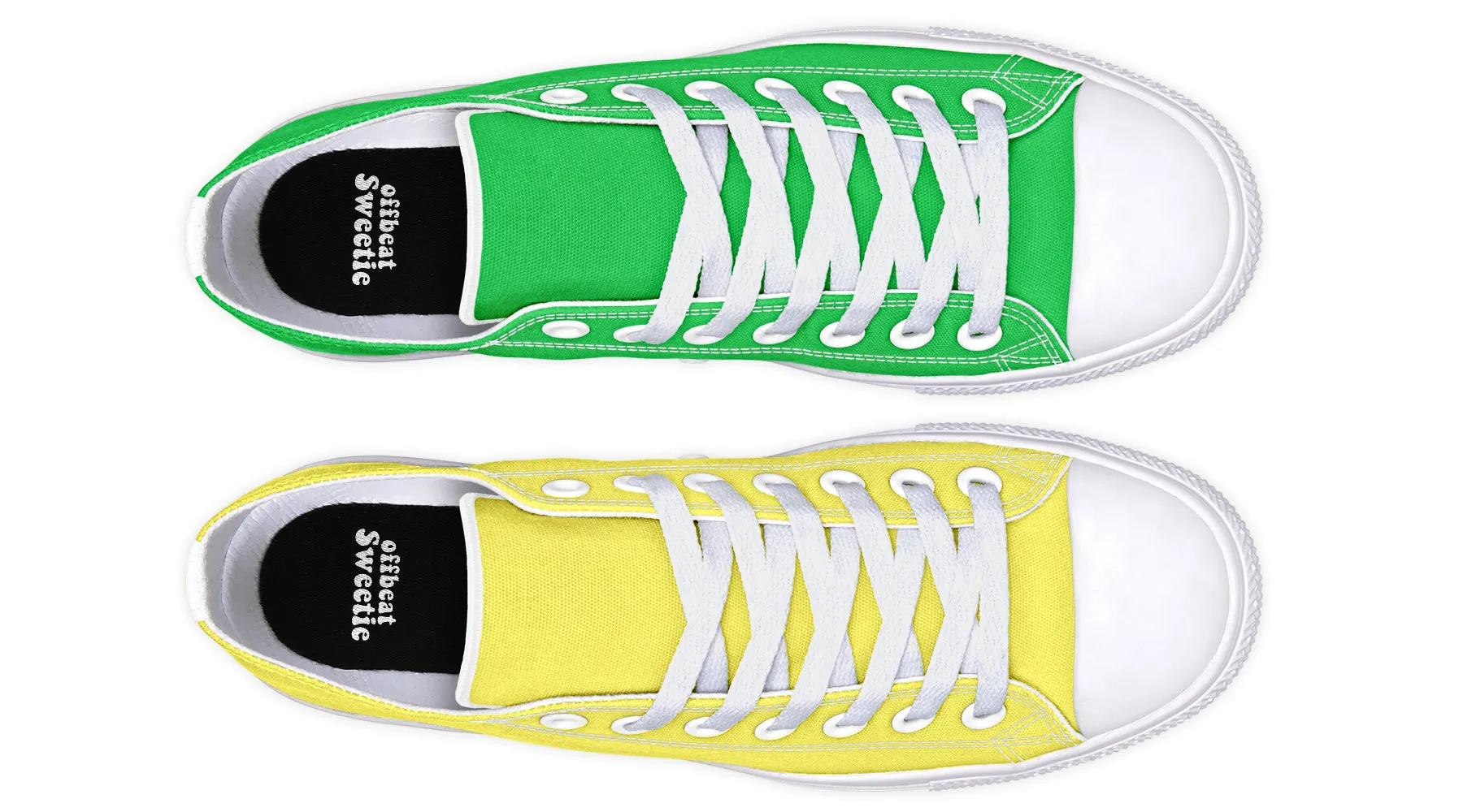 Yellow And Green Mismatched Low Tops