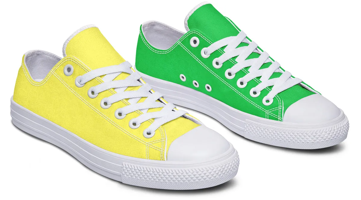 Yellow And Green Mismatched Low Tops