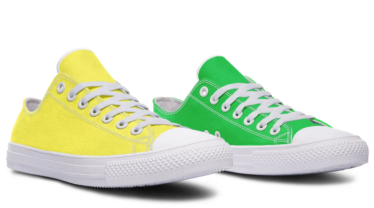 Yellow And Green Mismatched Low Tops