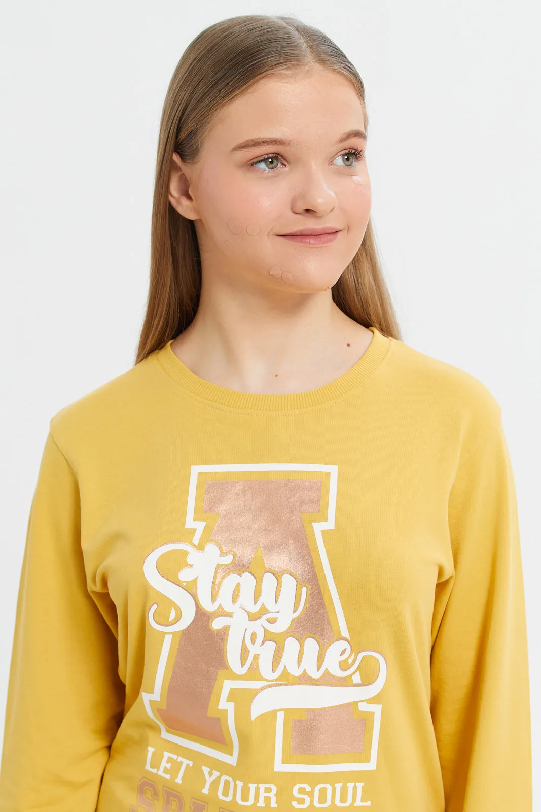 Yellow Basic Sweatshirts