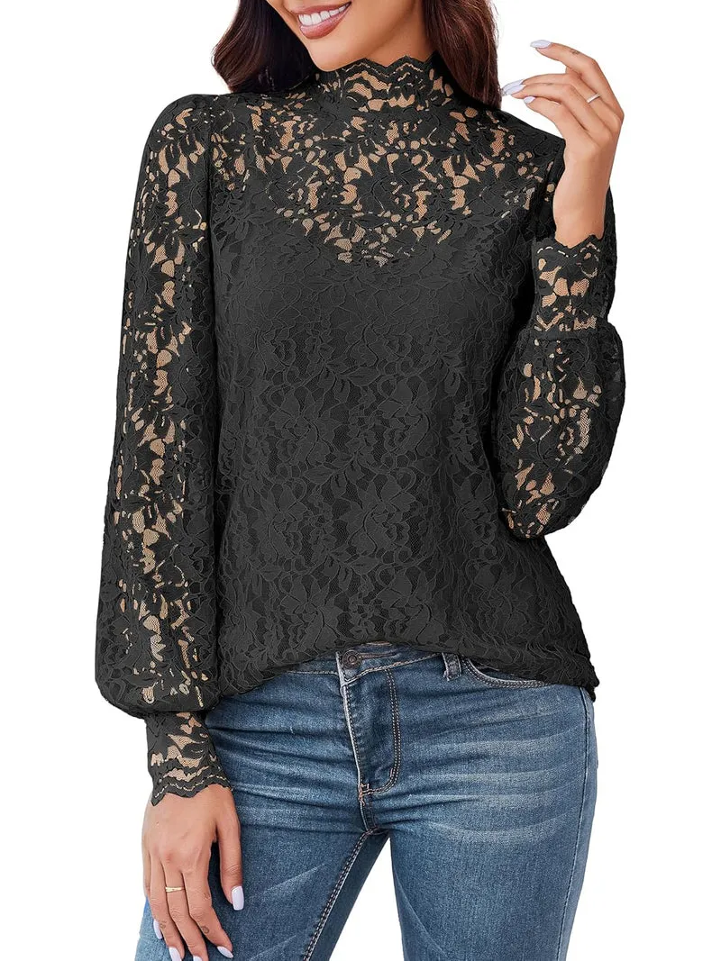 Zeagoo Lace Tops  with Separable Camisole Sexy Blouses Shirts 2 PCS Set